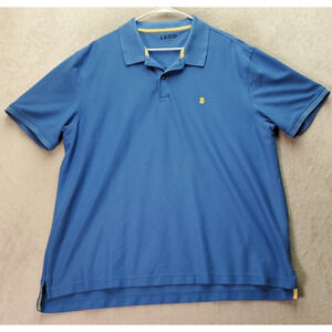 IZOD Polo Shirt Mens Size 2XL Blue Cotton Short Casual Sleeve Slit Logo Collared